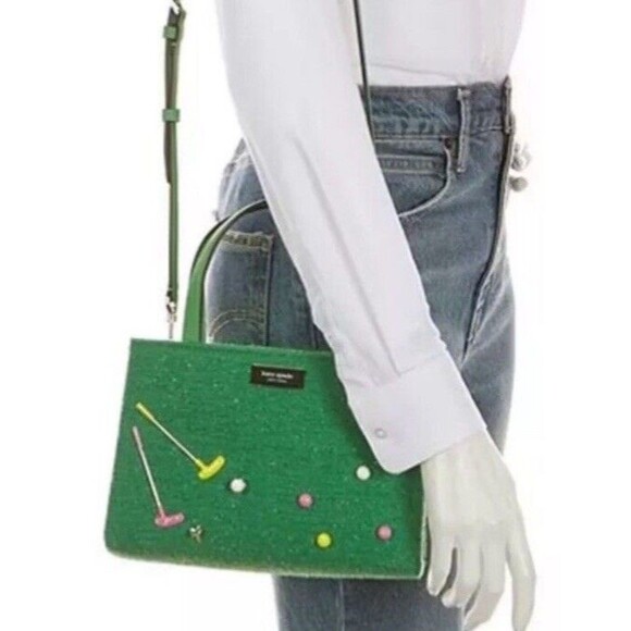 Kate Spade NY Sam Icon Astroturf Golf Fabric Small Tote Bag turf purse NWT Last1 - Picture 4 of 5